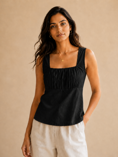 BUTTER YELLOW SLEEVELESS COTTON TOP