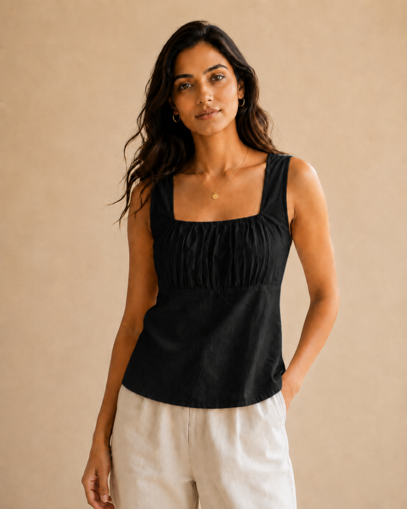 BUTTER YELLOW SLEEVELESS COTTON TOP