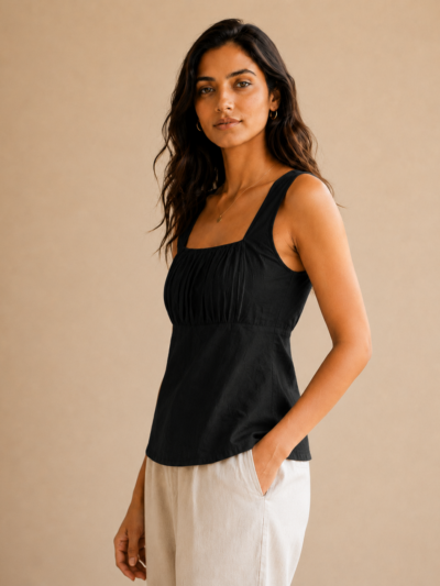 BUTTER YELLOW SLEEVELESS COTTON TOP