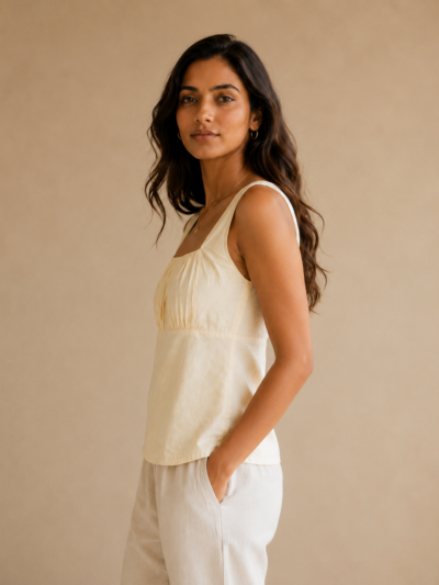 BUTTER YELLOW SLEEVELESS COTTON TOP