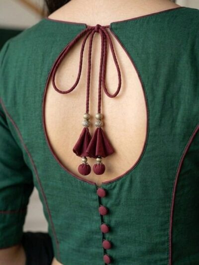 Bottle Green Round Neck Blouse