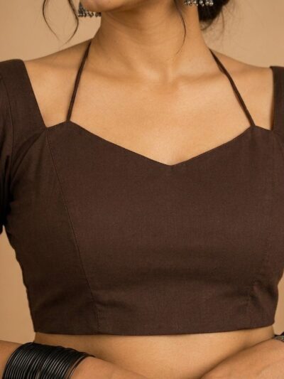 Chocolate Brown Sweetheart Neck Blouse