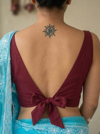 Deep Maroon / Wine Deep V-Back Blouse
