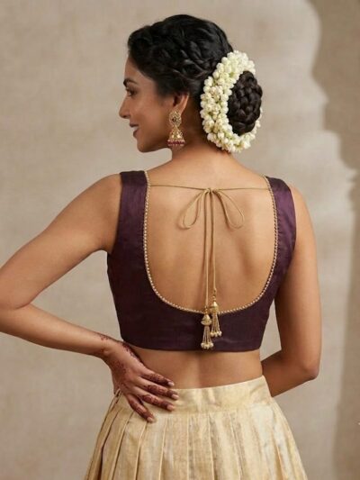 Deep Plum Deep V-Neck Blouse