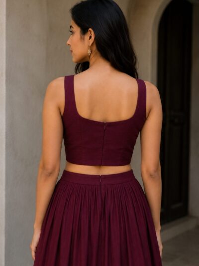 Deep Red Sweetheart Neck Blouse