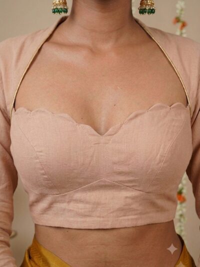 Blush Beige Sweetheart Neck Blouse