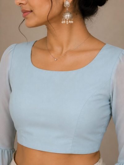 Power Blue Square Neck Blouse