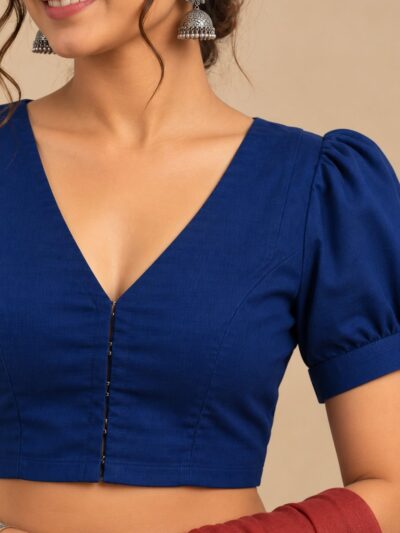 Royal Blue Deep V-Neck Blouse