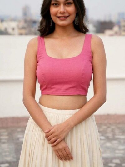 Rose Pink Wide Scoop Neck Blouse