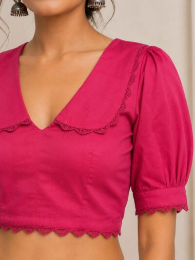 Rani Pink Deep V-Neck Blouse