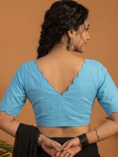 Sky Blue V-Neck Blouse