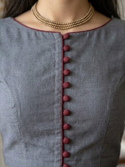 Slate Grey Boat Neck Blouse