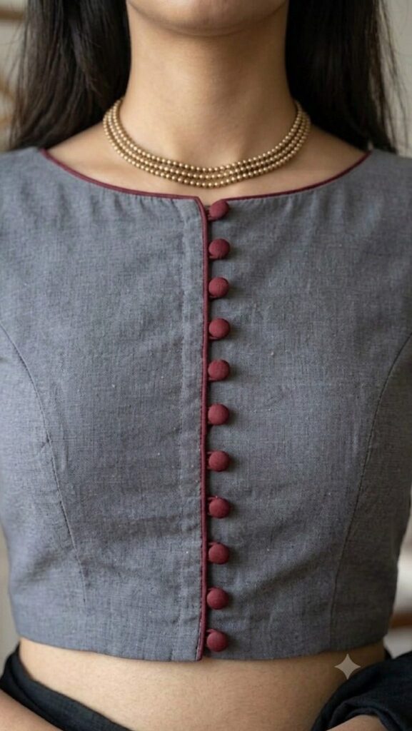 Slate Grey Boat Neck Blouse