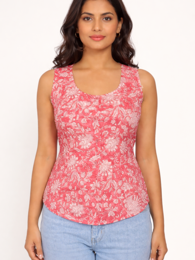 Indigo Bloom Sleeveless Top