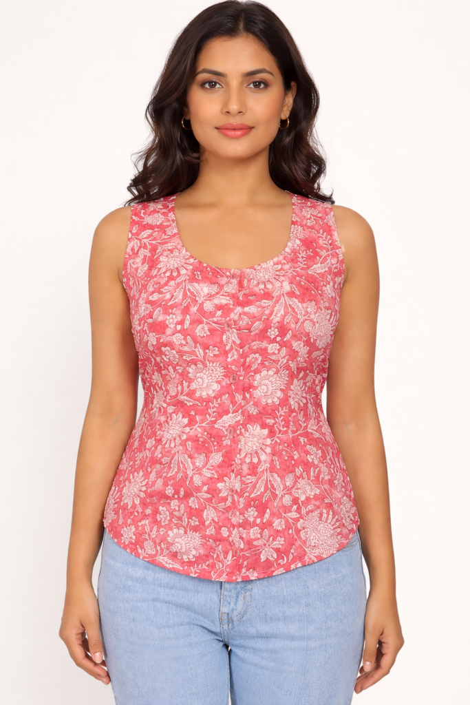 Indigo Bloom Sleeveless Top
